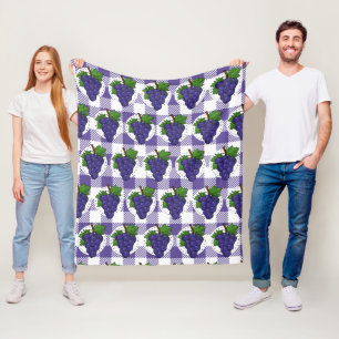 Couverture Polaire Raisins sur Plaid violet blanc