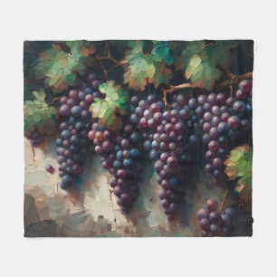 Couverture Polaire Raisins violets sur la peinture à l'huile de vigne