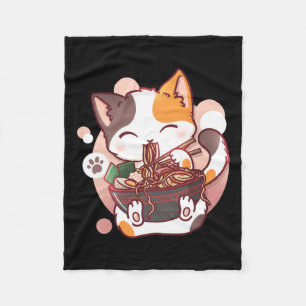Couverture Polaire Ramen Cat Anime Bowl Kawaii Neko Japonais