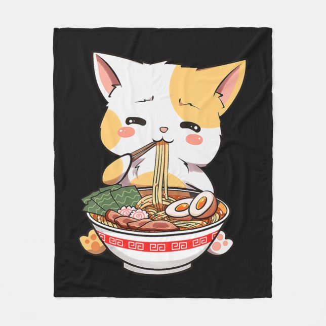 Couverture Polaire Ramen Cat Anime Bowl Kawaii Neko Japonais Kids Gir (Devant)