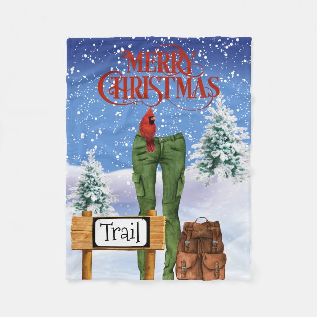 Couverture Polaire Randonneurs Blanche en polaire de Noël (Devant)
