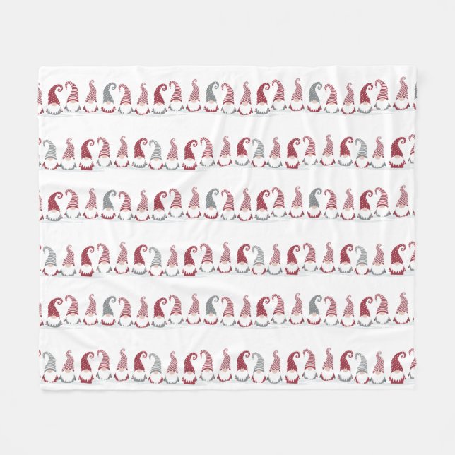 Couverture Polaire Rangées de gnomes de vacances dans la neige (Devant (Horizontal))