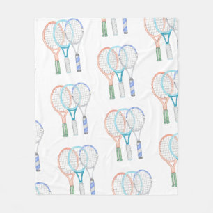 Couverture Polaire Raquettes de tennis avec boule aquarelle