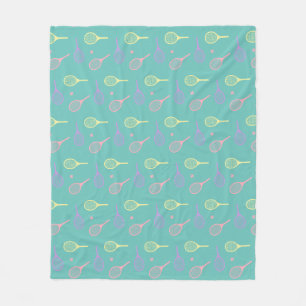 Couverture Polaire Raquettes de tennis Pastel avec balle de tennis su