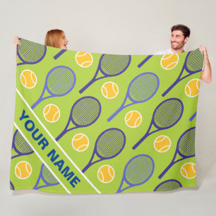Couverture Polaire 🎾 Raquettes de tennis violettes sur vert, nom per