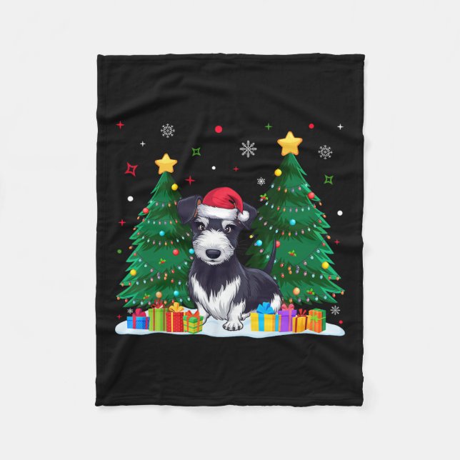 Couverture Polaire Rat Terrier Amoureux de les chiens Santa Hat Ugly  (Devant)