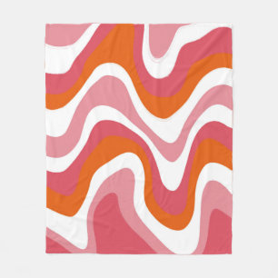Couverture Polaire Rayé Groovy Ondulé Coloré Orange et Rose