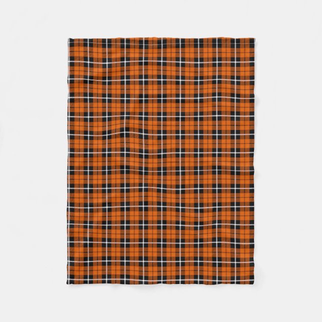 Couverture Polaire Rayure blanche d'automne de citrouille/noire (Devant)