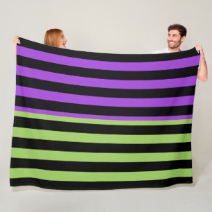 Couverture Polaire Rayure Halloween vert violet & noir 