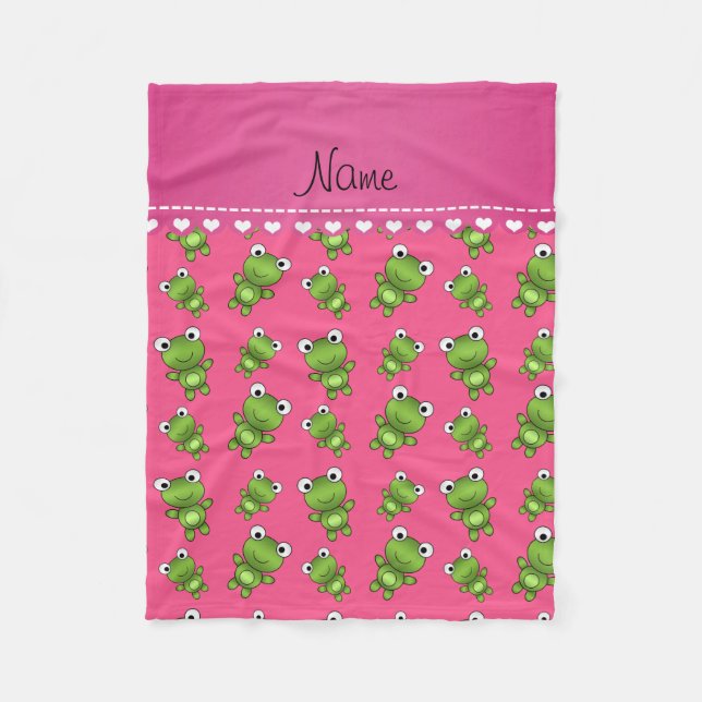 Couverture Polaire Rayure rose rose personnalisée de coeur de (Devant)