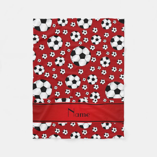 Couverture Polaire Rayure rouge de rouge de ballons de football (Devant)