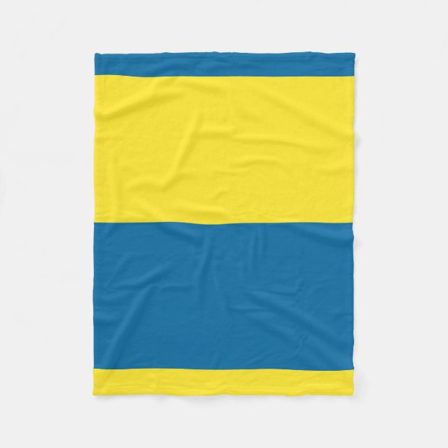 Couverture Polaire Rayures | Bleu et jaune | Personnalisable (Devant)