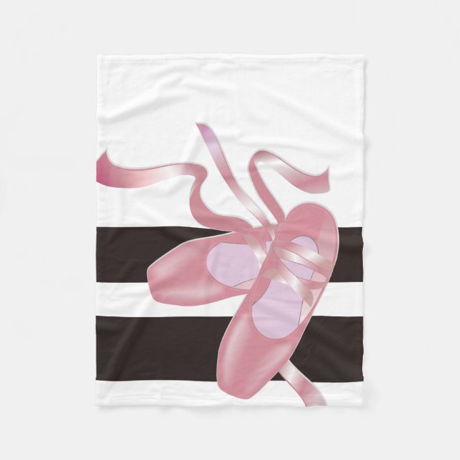 Couverture Polaire Rayures de chaussures de Pointe de ballet, noires (Devant)