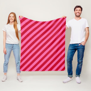 Couverture Polaire Rayures de menthe poivrée de Noël rose et rouge