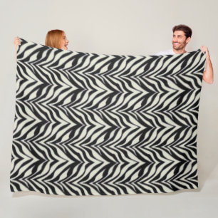 Couverture Polaire Rayures de zèbre Noir Blanc Safari sauvage