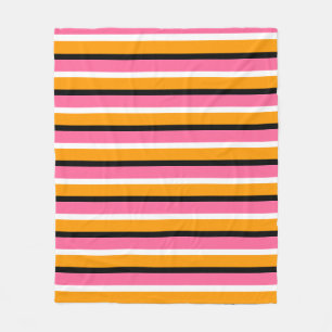 Couverture Polaire Rayures horizontales orange rose