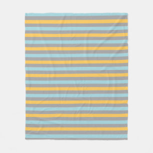 Couverture Polaire Rayures horizontales turquoise, grises et jaunes