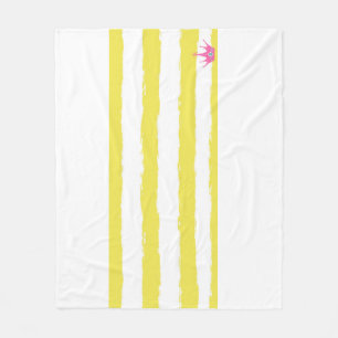 Couverture Polaire Rayures jaunes et couronne rose Plaid en laine