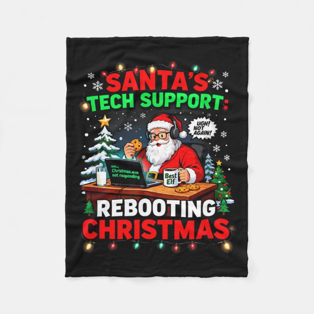 Couverture Polaire Rebooting Funny Santa's Tech Suprt Christmas Compu (Devant)