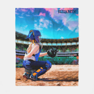 Couverture Polaire Receveur du base-ball et peinture de stade