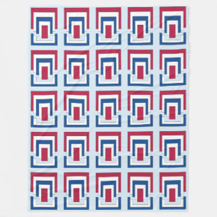 Couverture Polaire Rectangle Abstrait en rouge, blanc et bleu