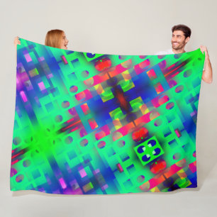 Couverture Polaire Rectangle coloré avec trou, enfoncé au centre
