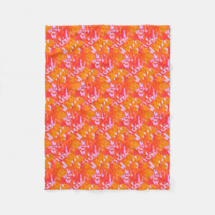 Couverture Polaire Rectangles aléatoires rouges orange rose