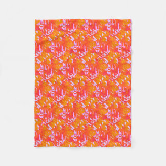 Couverture Polaire Rectangles aléatoires rouges orange rose