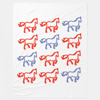 Couverture Polaire Red and Blue Outline Horse – Zodiac Horse