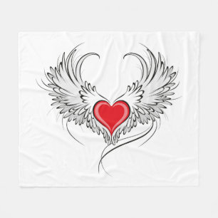 Couverture Polaire Red Angel Coeur avec ailes