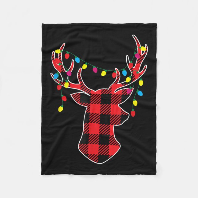 Couverture Polaire Red Black Christmas Buffalo Plaid Deer Women Men K (Devant)