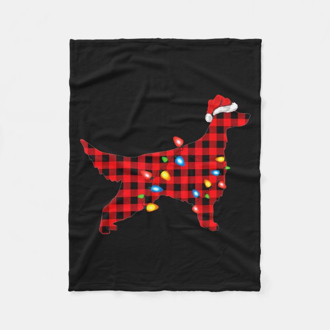 Couverture Polaire Red Buffalo Plaid Santa Irish Setter Dog Christmas (Devant)