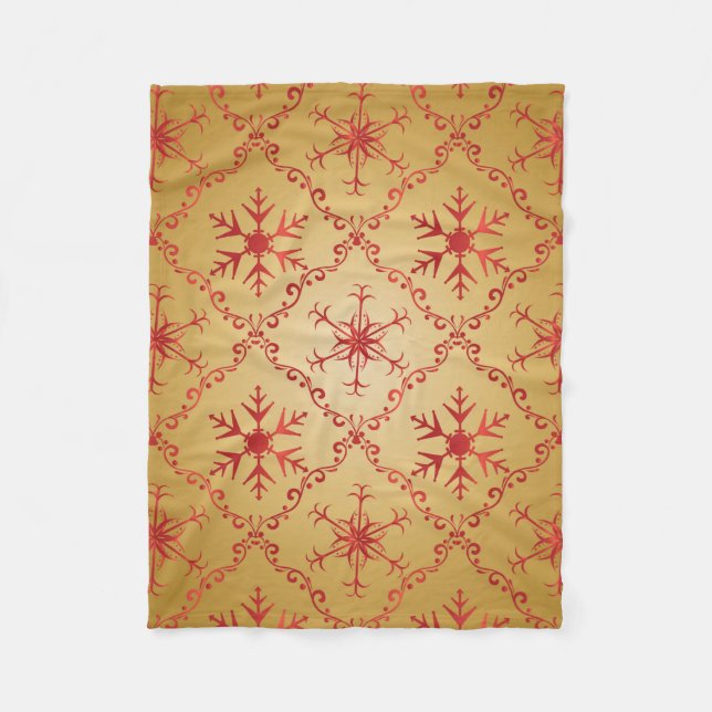Couverture Polaire Red Christmas Stars on Gold (Devant)