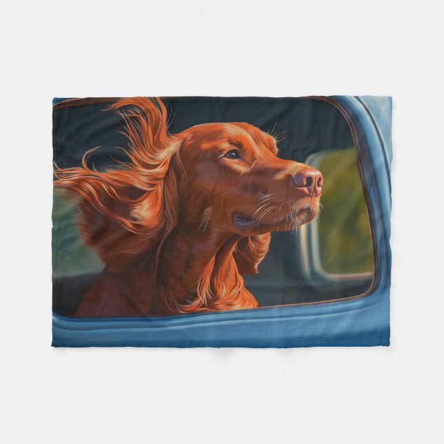 Couverture Polaire Red Dog Profitant Pittoresque Voiture Ride Art Imp (Devant (Horizontal))