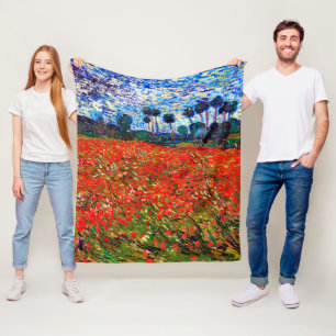 Couverture Polaire Red Flower Field, Van Gogh