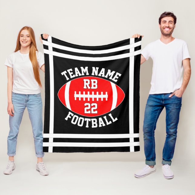 Couverture Polaire Red Football Team Nom du joueur Position et numéro (En situation)