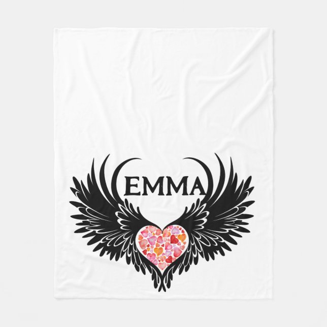 Couverture Polaire Red heart angel black wings (Devant)