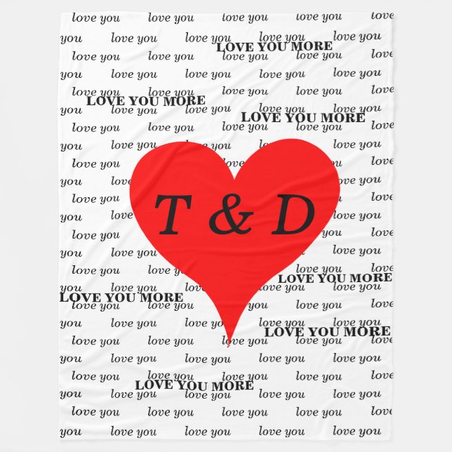 Couverture Polaire Red Hearts Vous Aimez Plus De Monogramme (Devant)