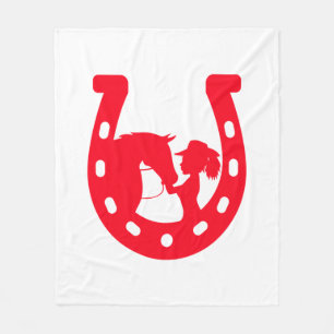 Couverture Polaire Red Horseshoe Girl and Horse