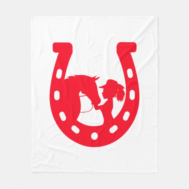 Couverture Polaire Red Horseshoe Girl and Horse (Devant)