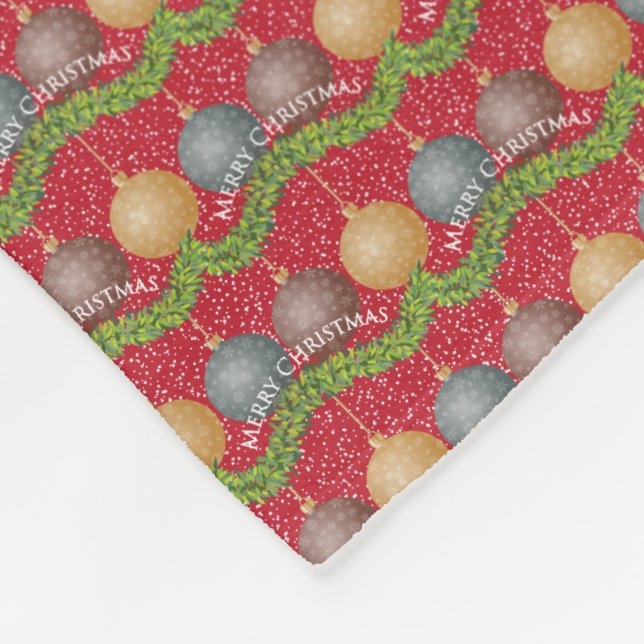Couverture Polaire RED Joyeux motif de boules de Noël (Coin)