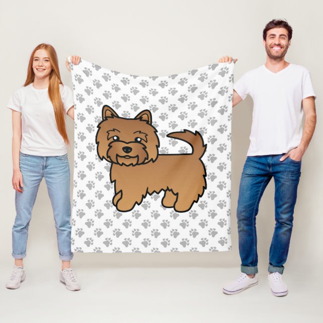 Couverture Polaire Red Norwich Terrier Cartoon Chien & Paws (En situation)