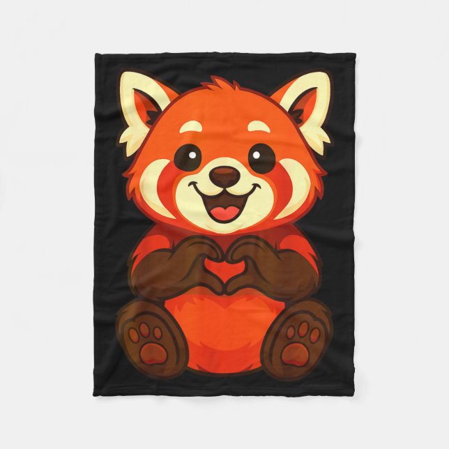 Couverture Polaire Red Panda Doing Heart With Hands Valentines Day  (Devant)