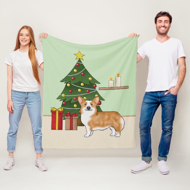 Couverture Polaire Red Pembroke Welsh Corgi Chien Et Arbre De Noël (En situation)