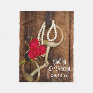 Couverture Polaire Red Roses et Cheval Bit Pays Mariage de l'Ouest