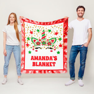 Couverture Polaire Red Tie Dye Unicorne Noël Personnalisé Enfants