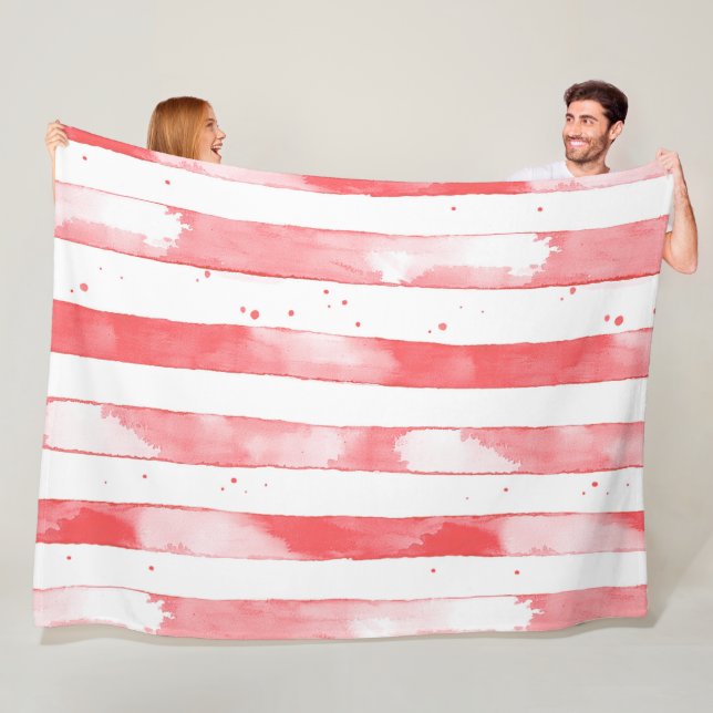 Couverture Polaire Red White Stripes Dots Christmas (En situation)