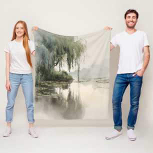 Couverture Polaire Reflet d'arbre de saule serein Art de la nature (2