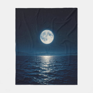 Couverture Polaire Reflet de l'eau au clair de lune sous la pleine lu