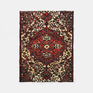 Couverture Polaire Regard de tapis de Perse dans rouge foncé et crè